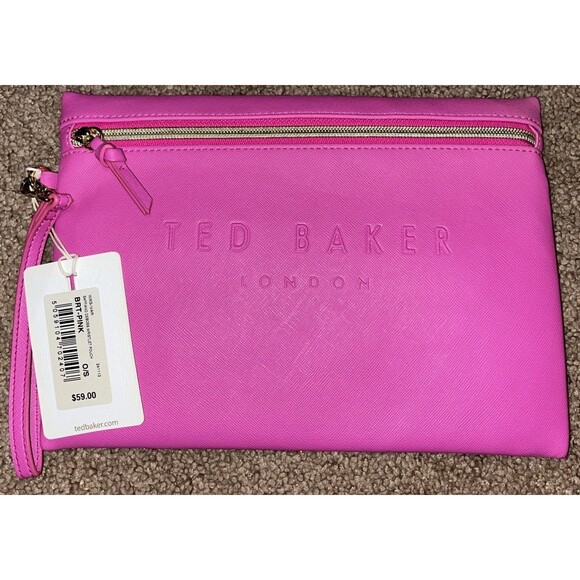 NEW w/Tags Ted Baker London Wristlet/Clutch Pouch bubblegum pink stylish gift - Picture 5 of 11